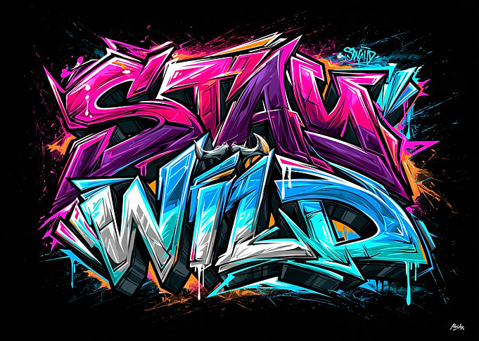 Stay Wild - Neon 3D Graffiti Art