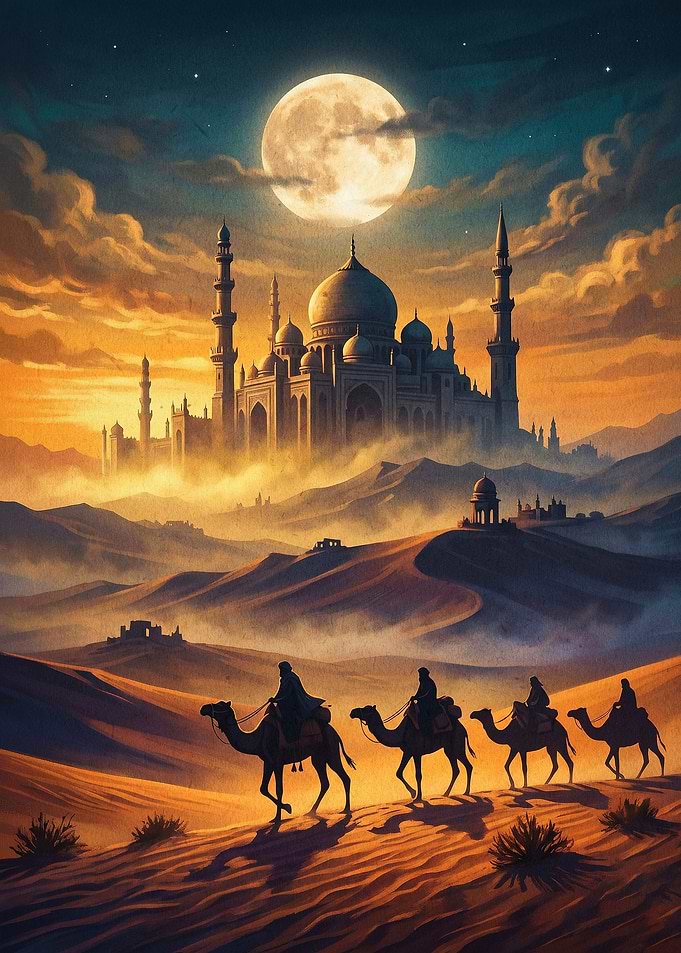 Desert Palace Full Moon Fantasy Art