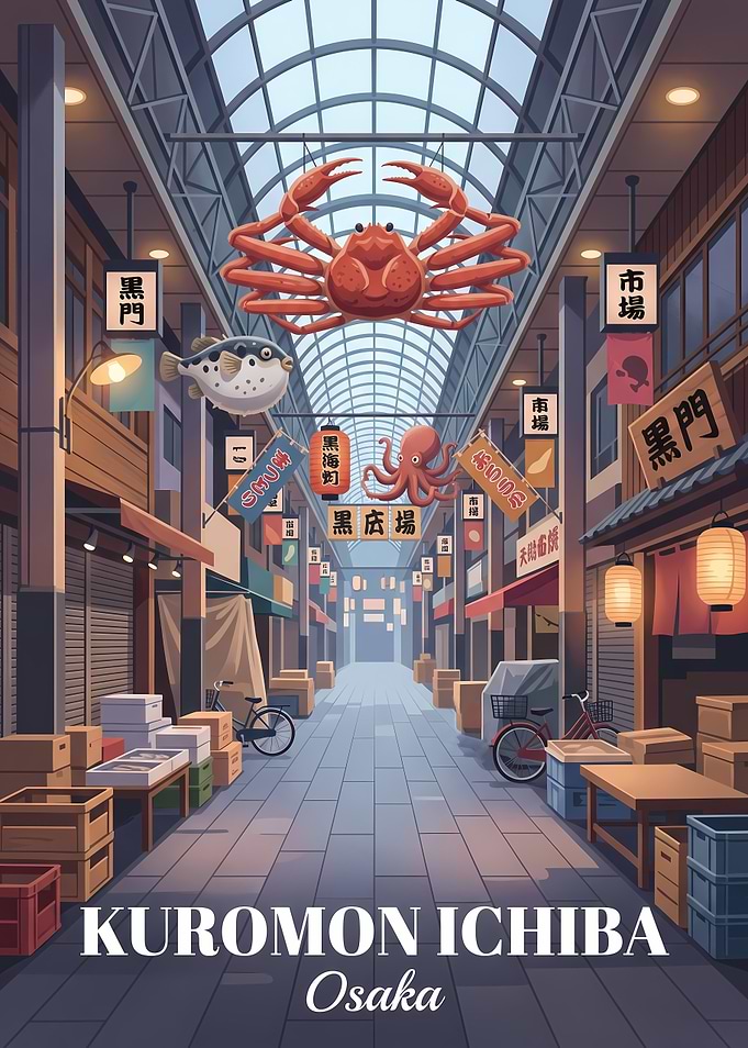 Kuromon Ichiba Market Osaka Poster