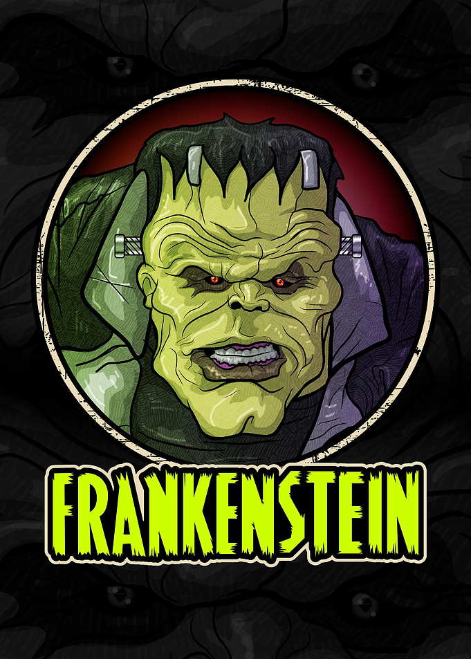 Frankenstein Monster Comic Style Portrait