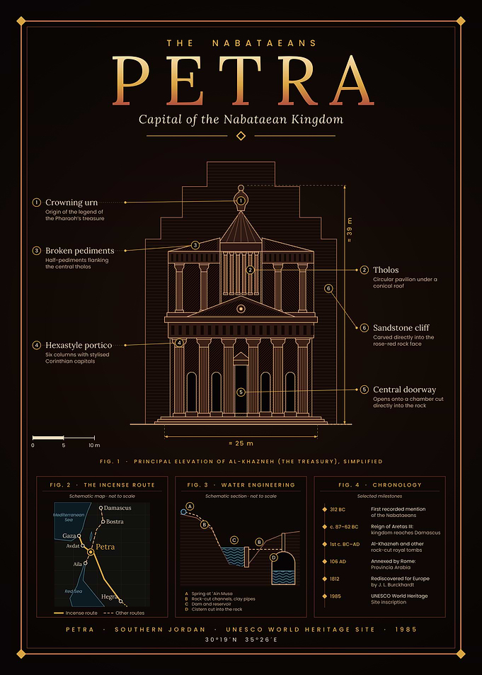 Petra Nabataean Kingdom Architectural Blueprint Poster