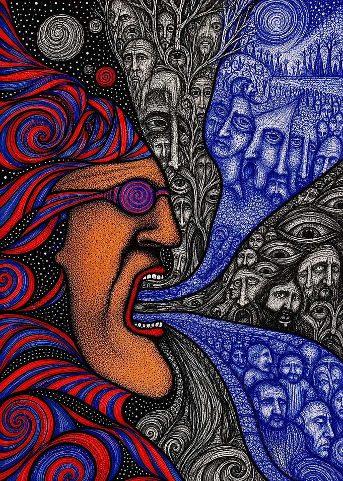 Surreal Psychedelic Portrait of Human Consciousness