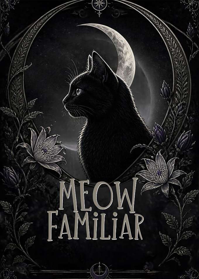 Meow Familiar Black Cat Art