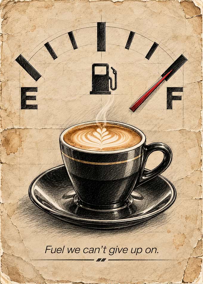 Coffee Fuel Gauge Vintage Poster