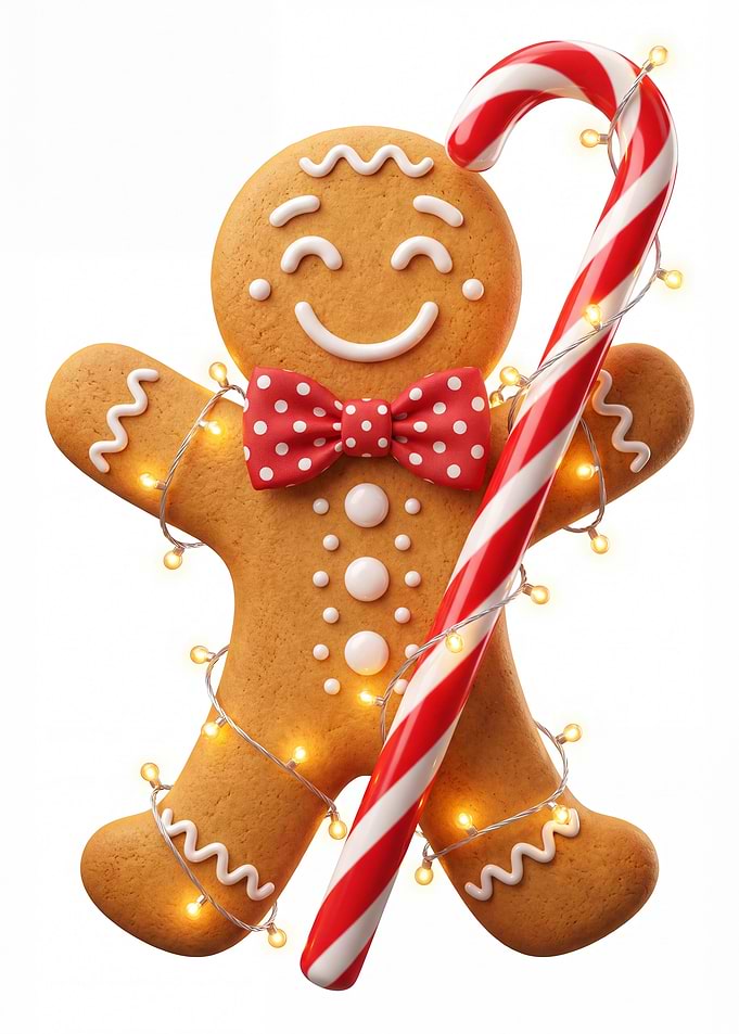 Gingerbread Man with Candy Cane