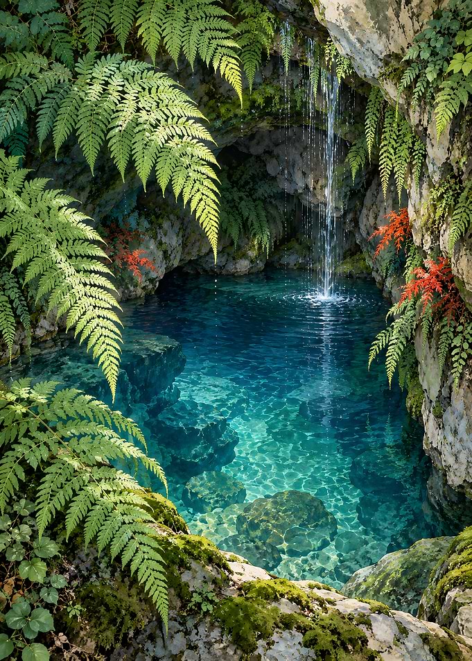 Hidden Tropical Waterfall Grotto