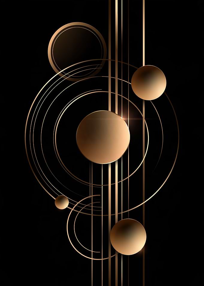 Abstract Gold Geometric Spheres Art