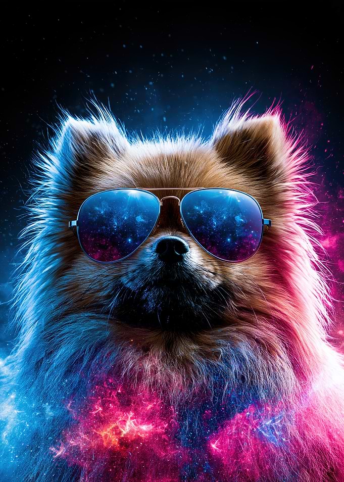 Cosmic Pomeranian in Sunglasses