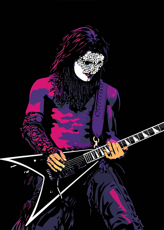 Guitarist with Mask Digital Art