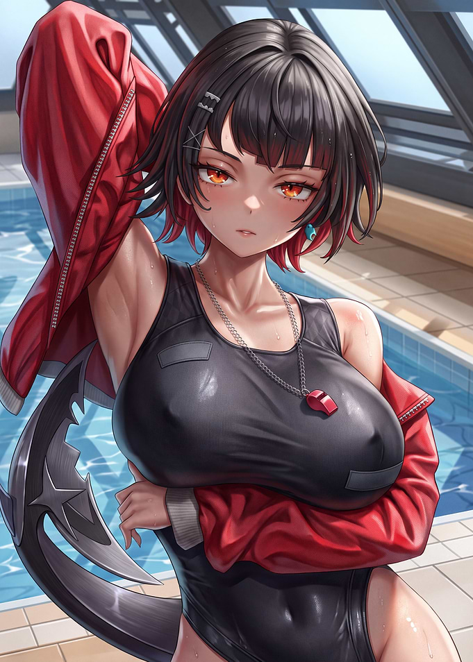 Anime Lifeguard Girl by Pool
