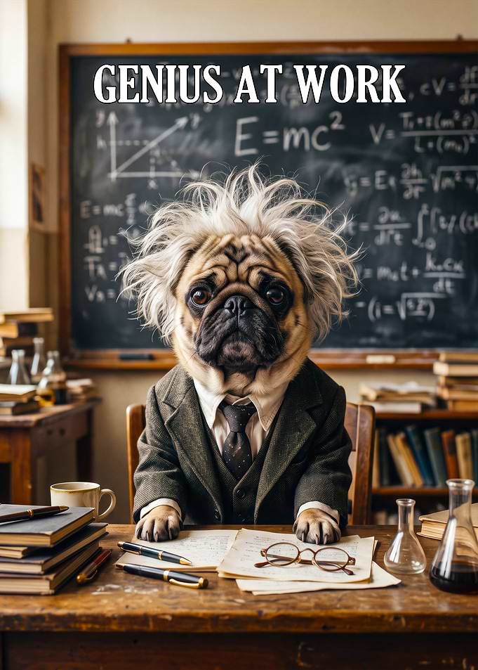 Genius Pug Scientist at Work