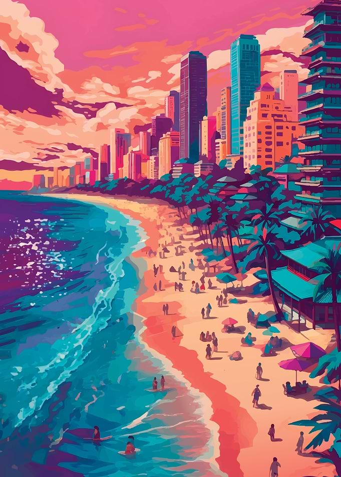 Tropical Beach Cityscape