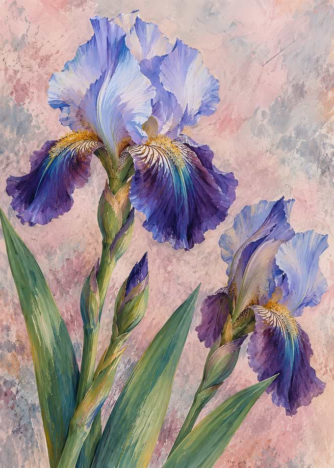 Elegant Purple Iris Flower Painting
