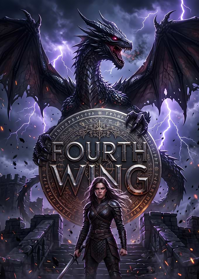 Fourth Wing Dragon Fantasy Poster