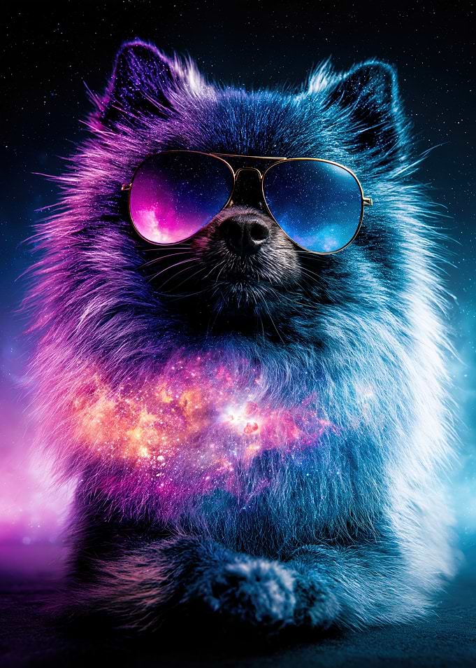 Cosmic Space Dog with Sunglasses
