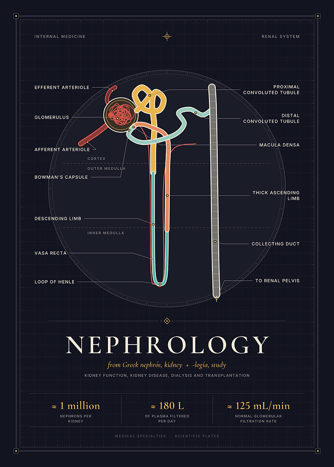 Nephrology – Nephron Structure & Kidney Physiology Diagram