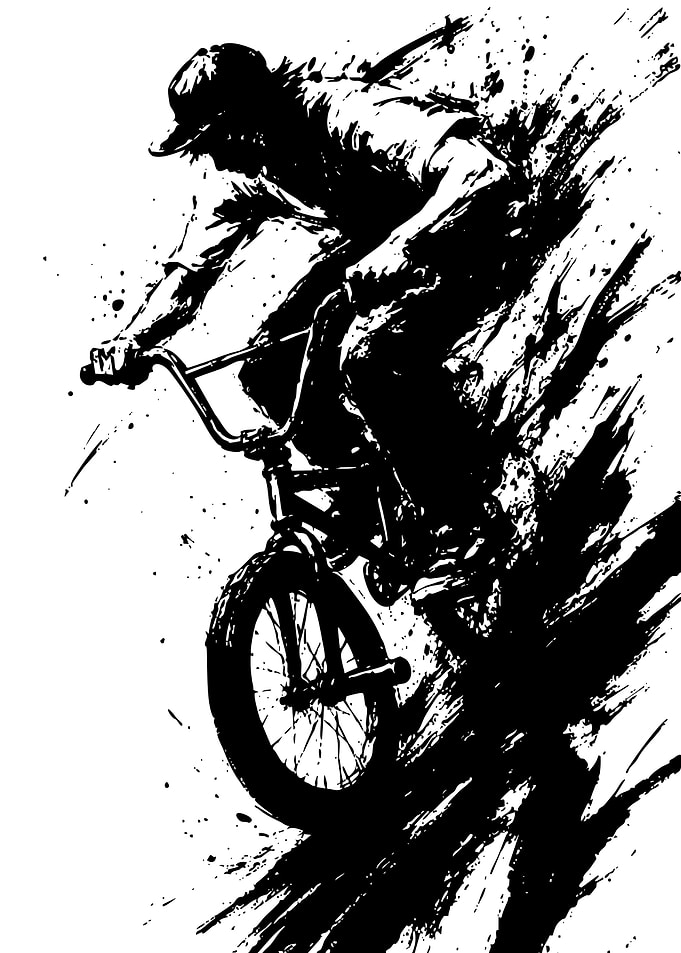 BMX Rider Ink Splatter Art