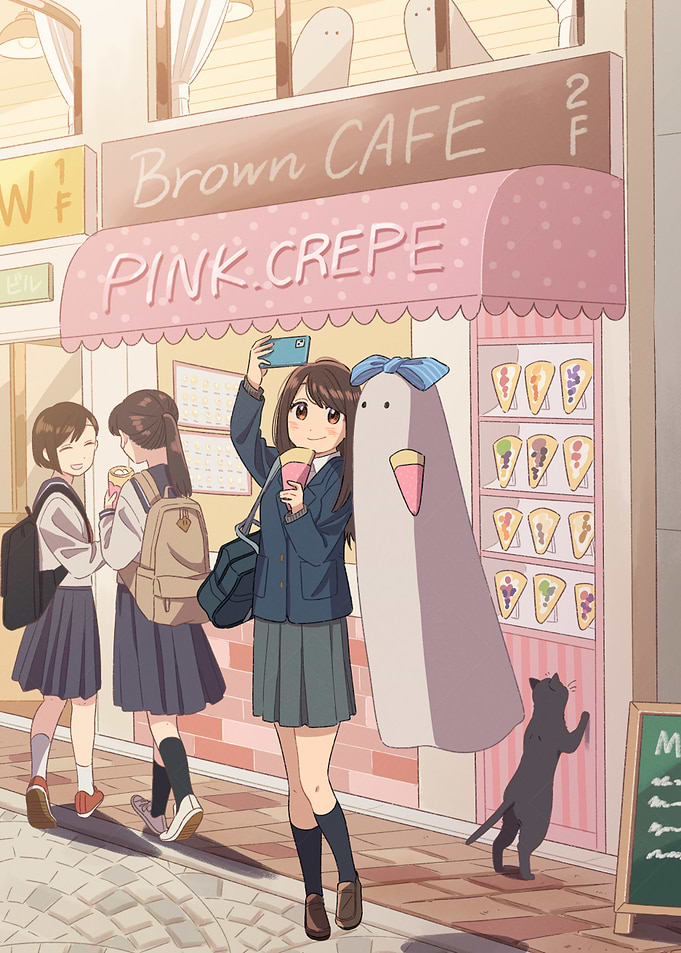 Anime Schoolgirls at Pink Crepe Cafe