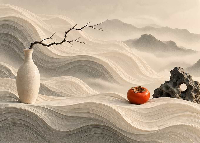 Zen Still Life with Persimmon
