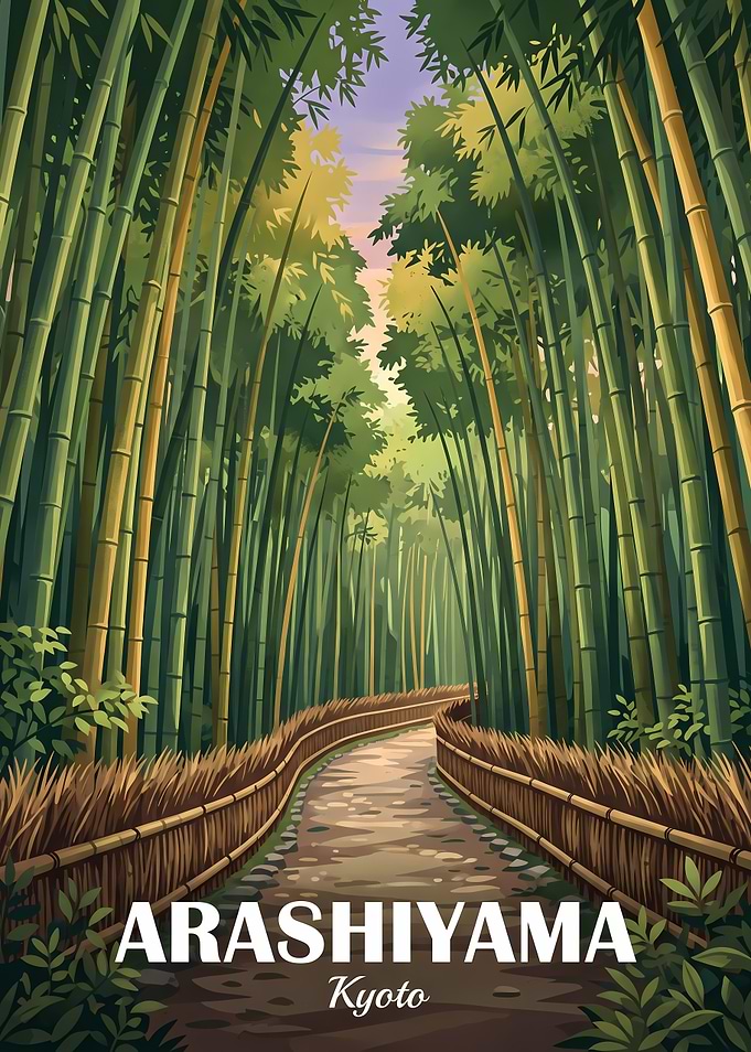 Arashiyama Bamboo Grove Travel Poster