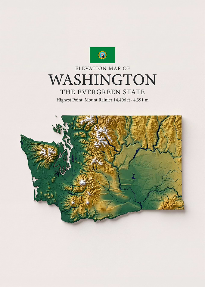 Elevation Map of Washington State