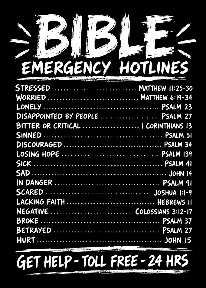 Bible Emergency Hotlines Inspirational Poster