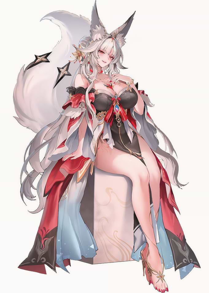 Elegant Fox-Eared Anime Character Illustration