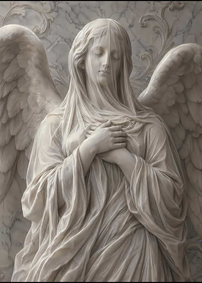 Elegant Marble Angel Statue WIthVeil