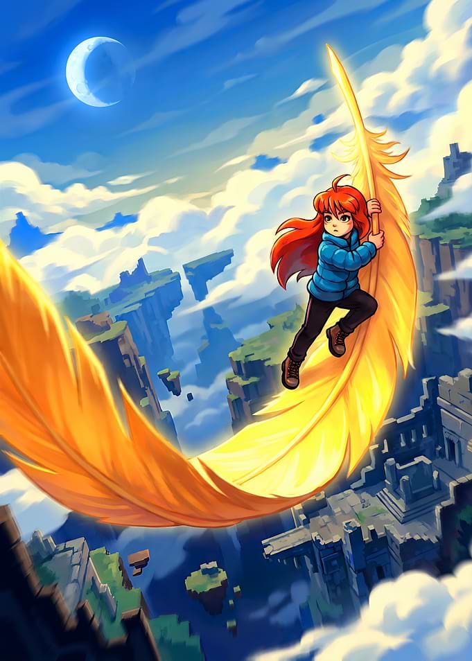 Madeline Riding a Golden Feather