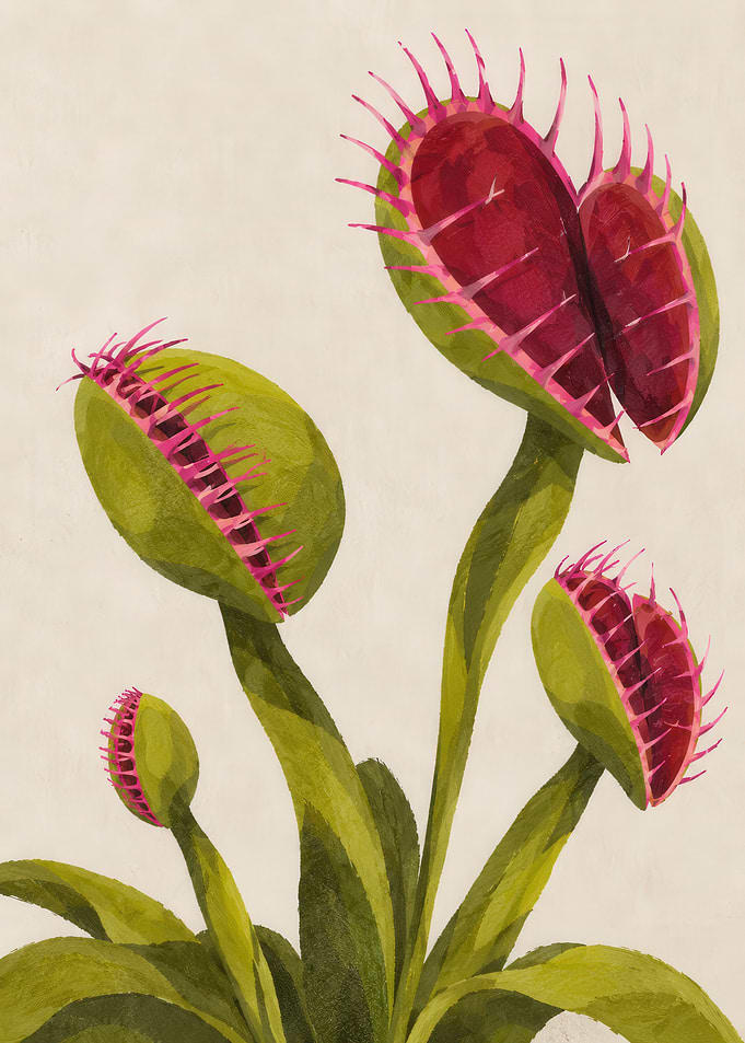 Artistic Venus Flytrap Botanical Illustration