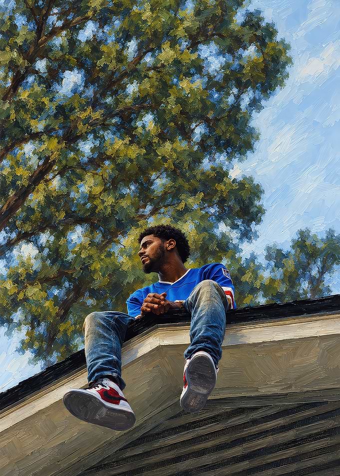 J. Cole Sitting on a Roof