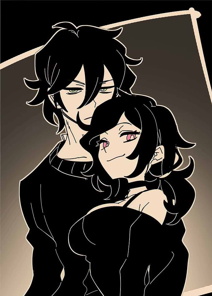romanticw Couple Portrait in Black