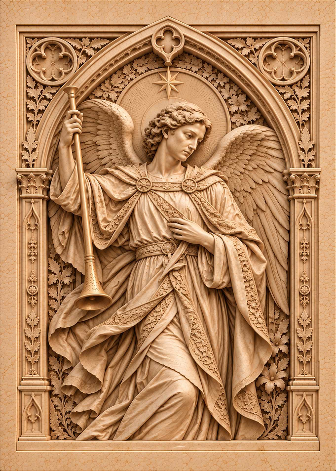 Ornate Angel Relief Sculpture