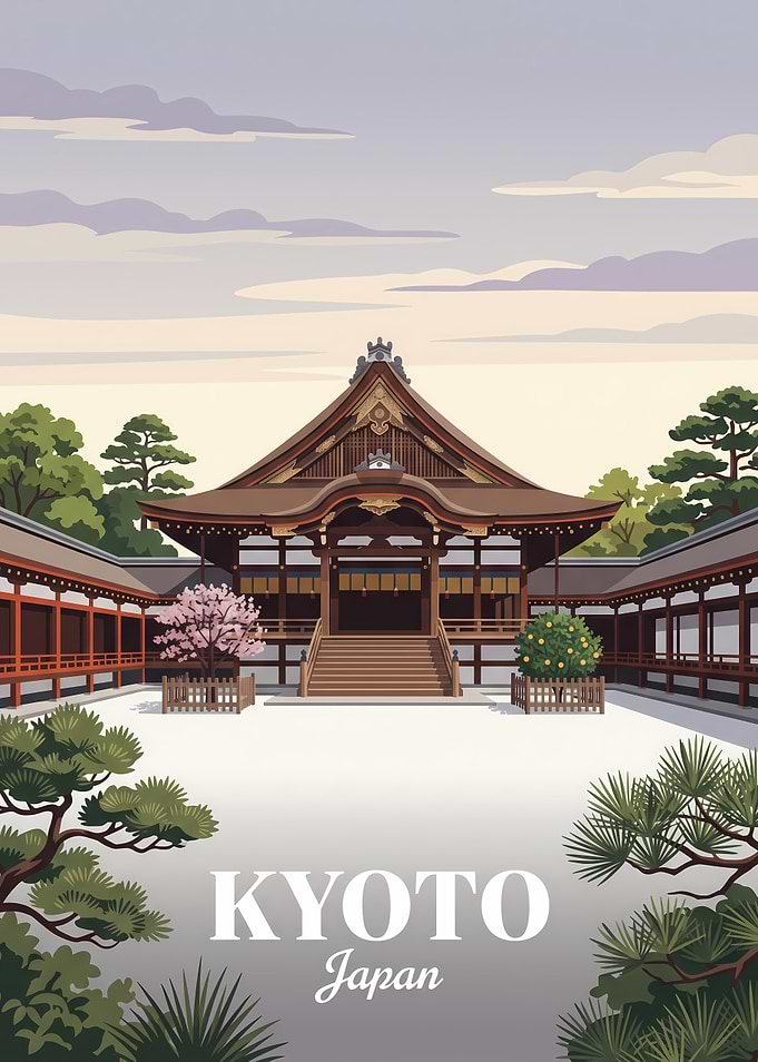 Kyoto Japan Temple Travel Poster