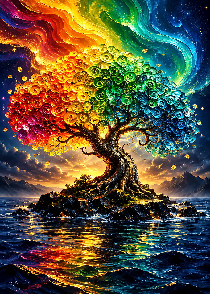 Magical Rainbow Tree on Island