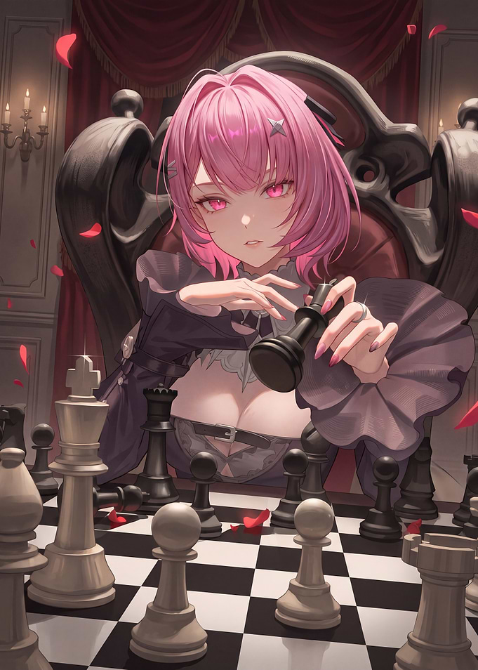 Anime Girl Playing Chess