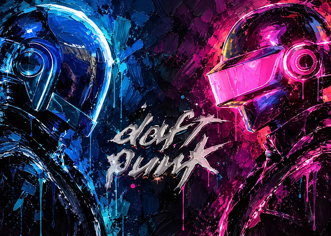 Daft Punk Neon Helmet Art