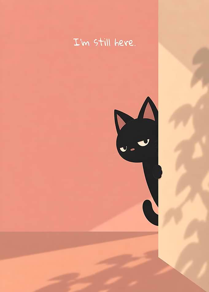 Cute Black Cat Peeking Illustration