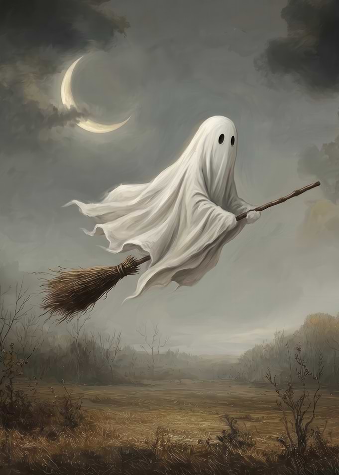 Ghost Flying on a Broomstick