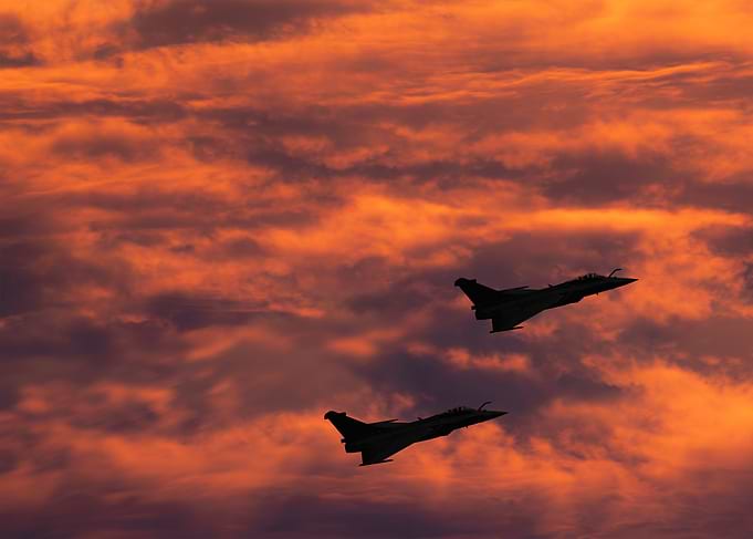 Two Rafale at Sunset