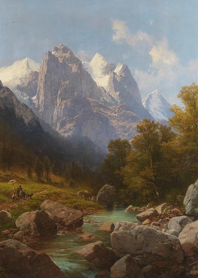 Alpine Mountain Landscape with Stream