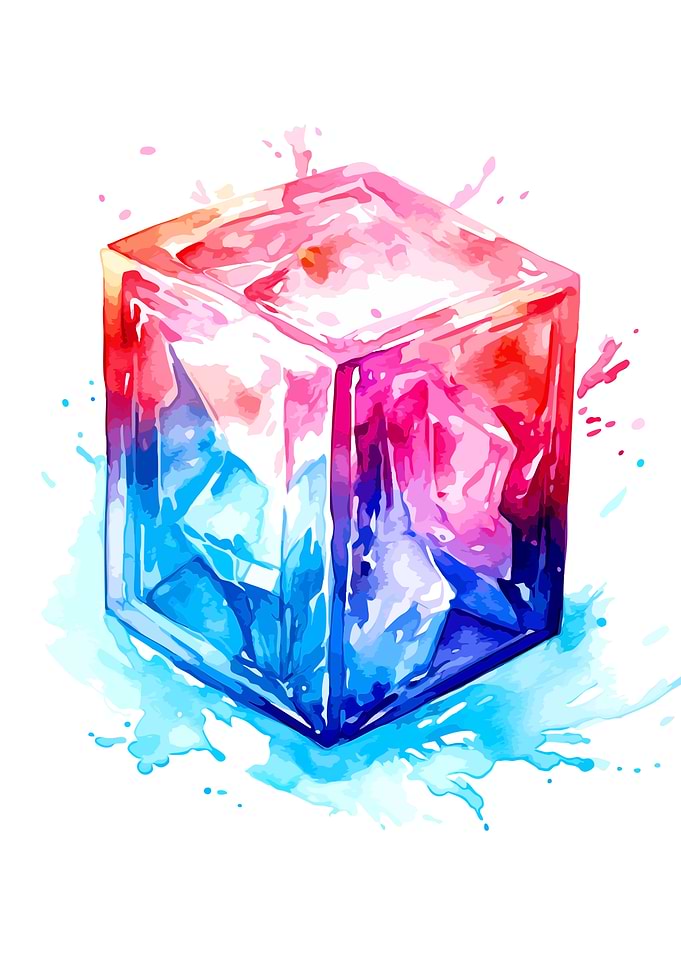 Watercolor Ice Cube Illustration
