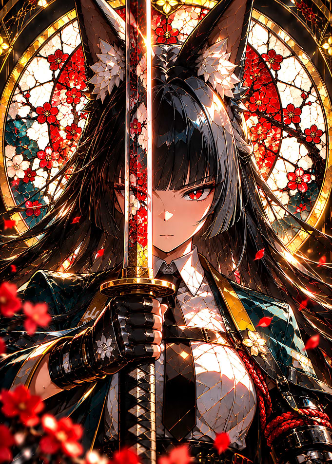 Anime Fox Girl with Katana