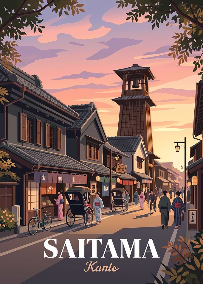Vintage Travel Poster of Saitama Japan