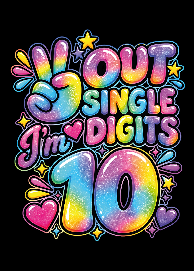 Out Single Digits I'm 10 Birthday Design