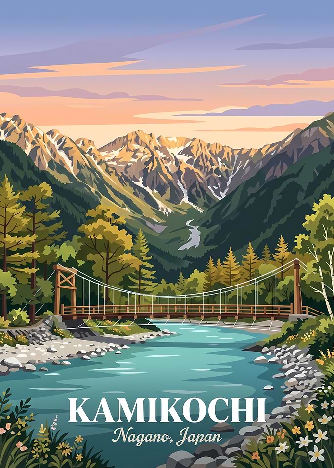 Kamikochi Nagano Japan Travel Poster