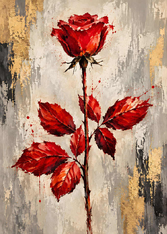 Abstract Red Rose Painting