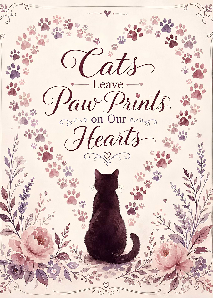 Cats Leave Paw Prints Heart Poster