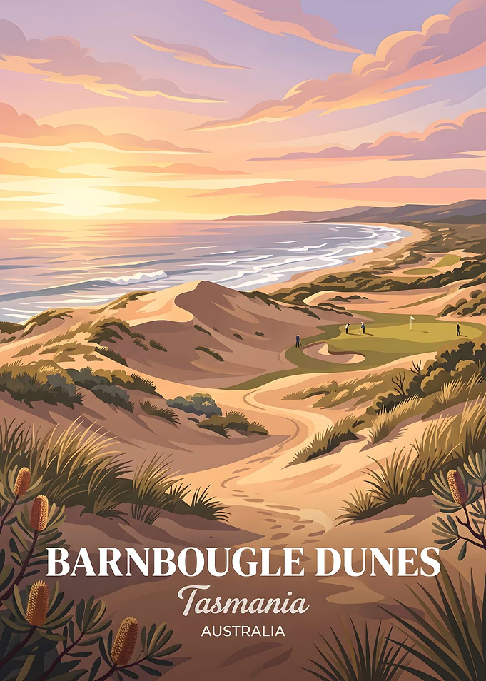 Barnbougle Dunes Tasmania Travel Poster
