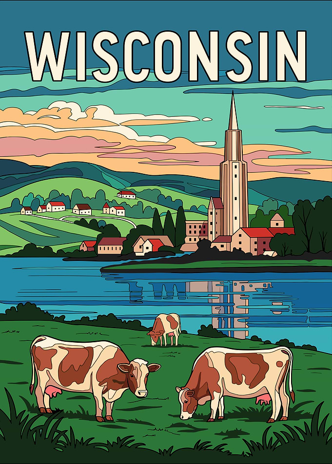 Vintage Wisconsin Travel Poster